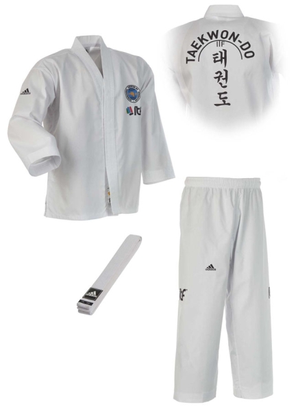 Adidas Taekwondo Dobok ITF Student / Rückendruck, weißes R.