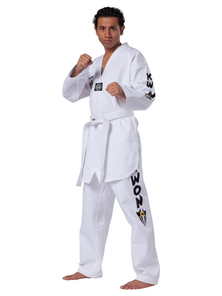 KWON (R) Taekwondo Dobok STARFIGHTER, weißes Revers mit Logos