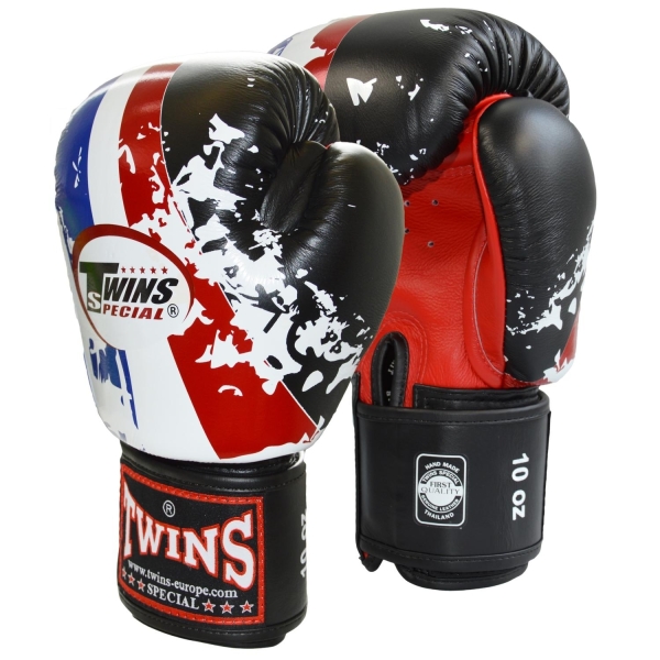 TWINS Boxhandschuhe schwarz-blau-rot-weiß