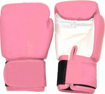Boxhandschuhe Profi Echtleder pink-weiß