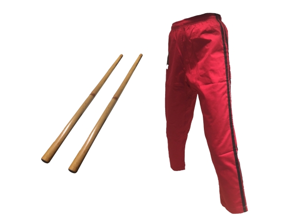 Arnis Eskrima Kali Starter-Set Hose + 2 Sticks