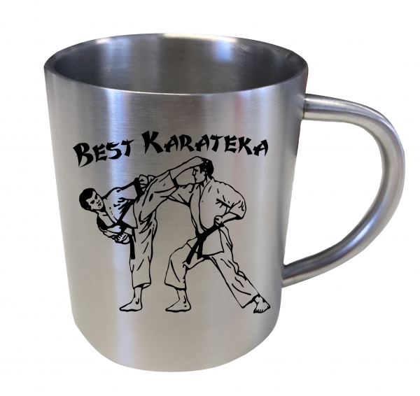 Tasse Best Karateka aus Edelstahl, hochwertig graviert