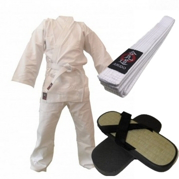 Aikido Basic SET: Anzug, weißer Aikido Gürtel, Zoris