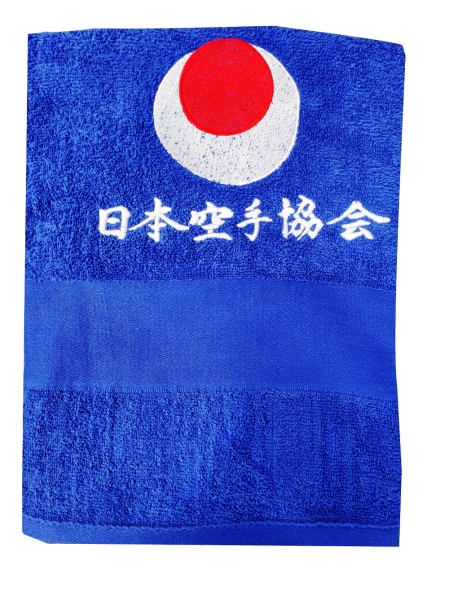 Duschtuch blau bestickt mit JKA-Logo 140 x 70 cm (%SALE)