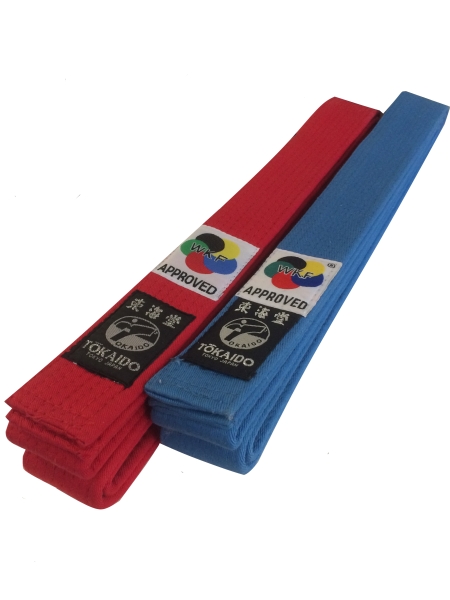 Tokaido Doppelpack Wettkampfgürtel rot / blau WKF