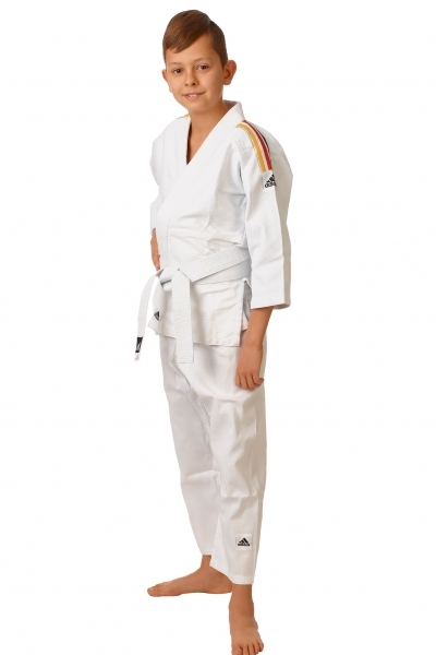 adidas Judo-Anzug "Club" weiß J350 schwarz-rot-goldene Streifen (%SALE)