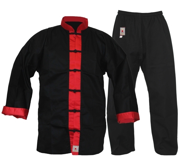 Kung Fu Anzug schwarz-rot mit Rückendruck Gr.190 (%SALE)