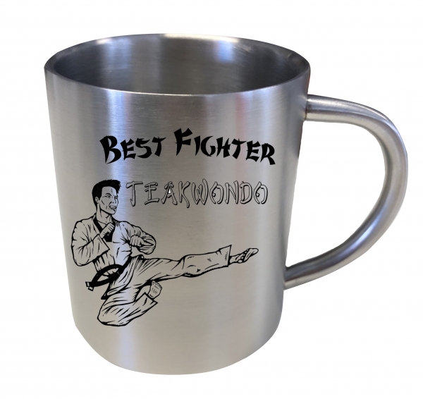 Tasse Best Fighter Taekwondo aus Edelstahl, hochwertig graviert