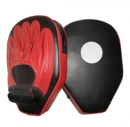 Handpratze oval, mit integriertem Handschuh schwarz-rot / Doppelpack