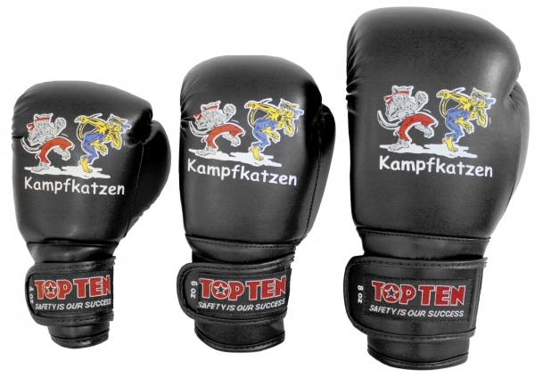 Top Ten Boxhandschuhe "Kampfkatzen" schwarz