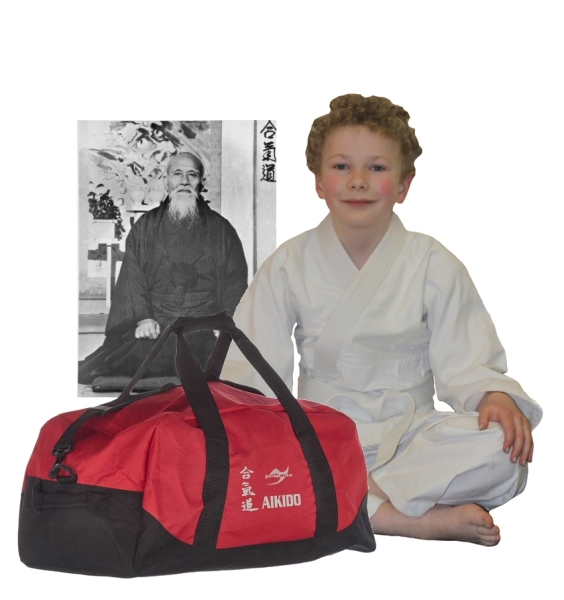 Aikido Kinder Einsteiger-Set, Anzug Tasche und Poster