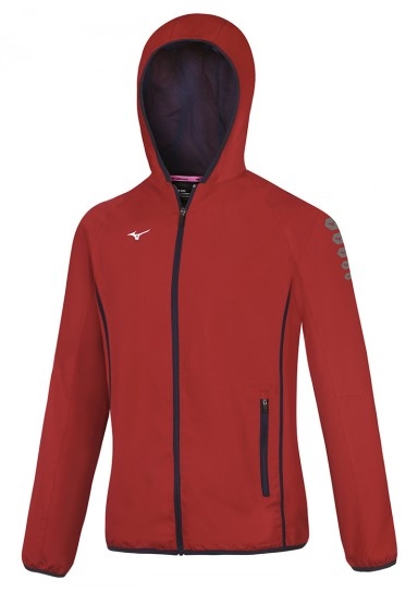 MIZUNO Damen Trainingsjacke Micro Jacket M18 rot mit Kapuze
