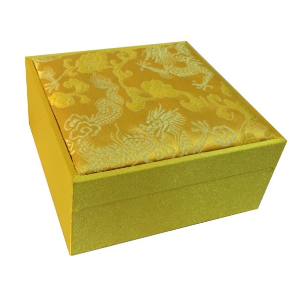 Schatulle gelb-gold für Stempel, 10 x 10 x 4,5 cm
