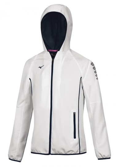 MIZUNO Damen Trainingsjacke Micro Jacket M18 weiß/schwarz mit Kapuze