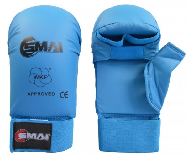 SMAI WKF Karate Handschutz mit Daumen blau
