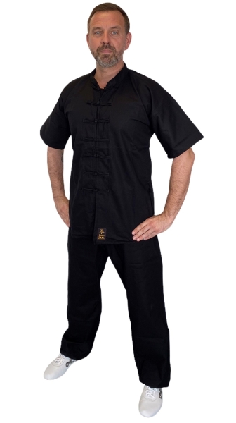 Qigong Anzug / Oberteil mit kurzen Ärmeln, Hose weiß oder schwarz
