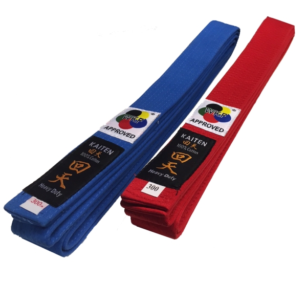 Kaiten WKF Wettkampfgürtel rot + blau Doppelpack