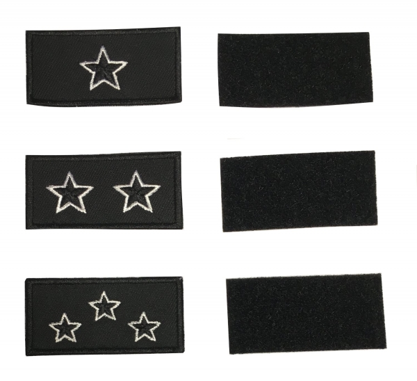 Sterne-Aufnäher mit Klett, schwarz, als Graduierungsabzeichen