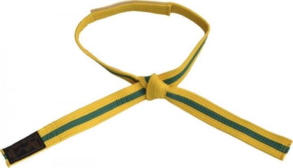 Kinder-Klettgürtel gelb-grün Mittelstreifen mit Knoten
