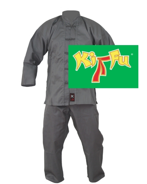 Ki-Fu Anzug grau mit Bedruckung