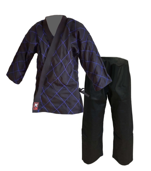Hapkido-Anzug schwarz mit blauen Rauten