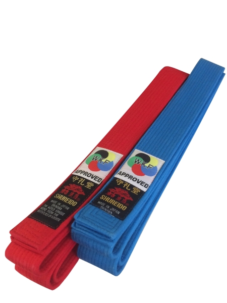 Shureido-Wettkampfgürtel rot und blau Doppelpack