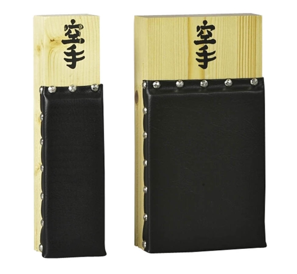Makiwara aus Holz, mit Kunstleder-Bezug klein 29 x 7 cm (linke Abbildung)