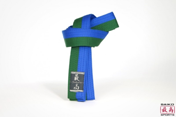 Saiko Sports Gürtel grün - blau, halb - halb