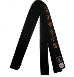 Karategürtel schwarz Baumwolle bestickt Kyokushinkai Karate-Do Kanji gold (SALE%)