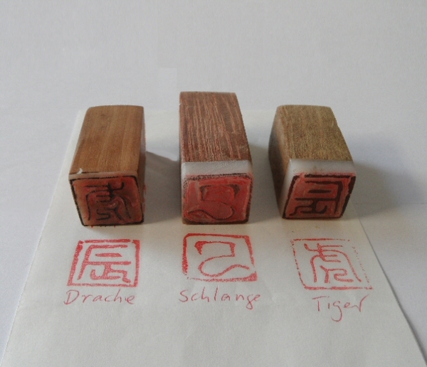 Japanischer Stempel Holz, chinesische Tierkreiszeichen