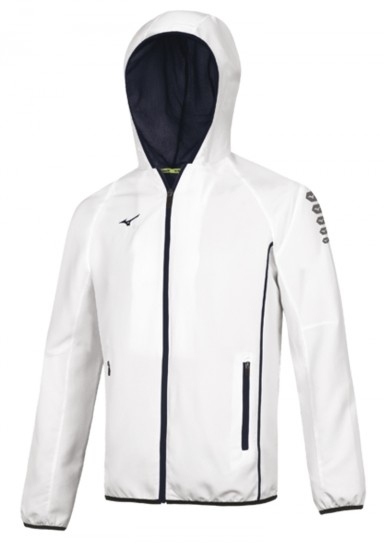 MIZUNO Herren Sportjacke Micro Jacket M18 weiß/schwarz mit Kapuze